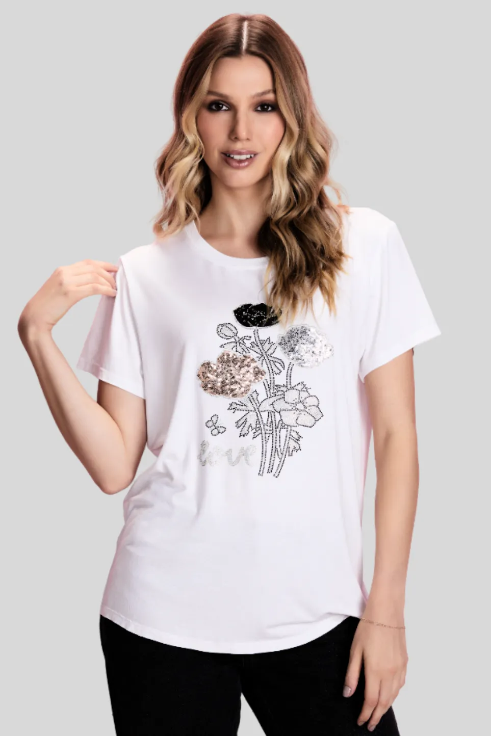 Camellia — T-shirt con apliques — foto 1